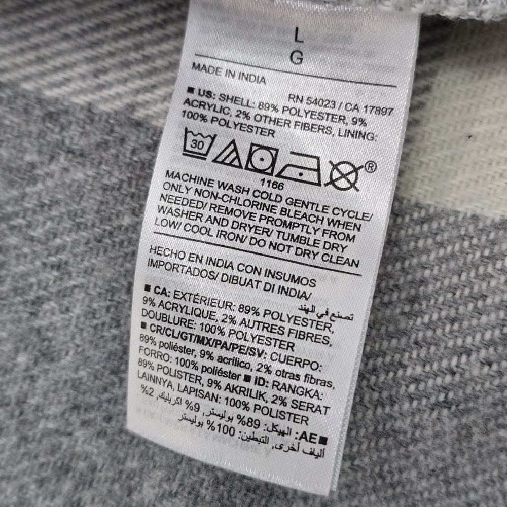 Old Navy Womens Grey White Buffalo Plaid Flannel Shacket Shirt Jacket Large - Picture 6 of 12